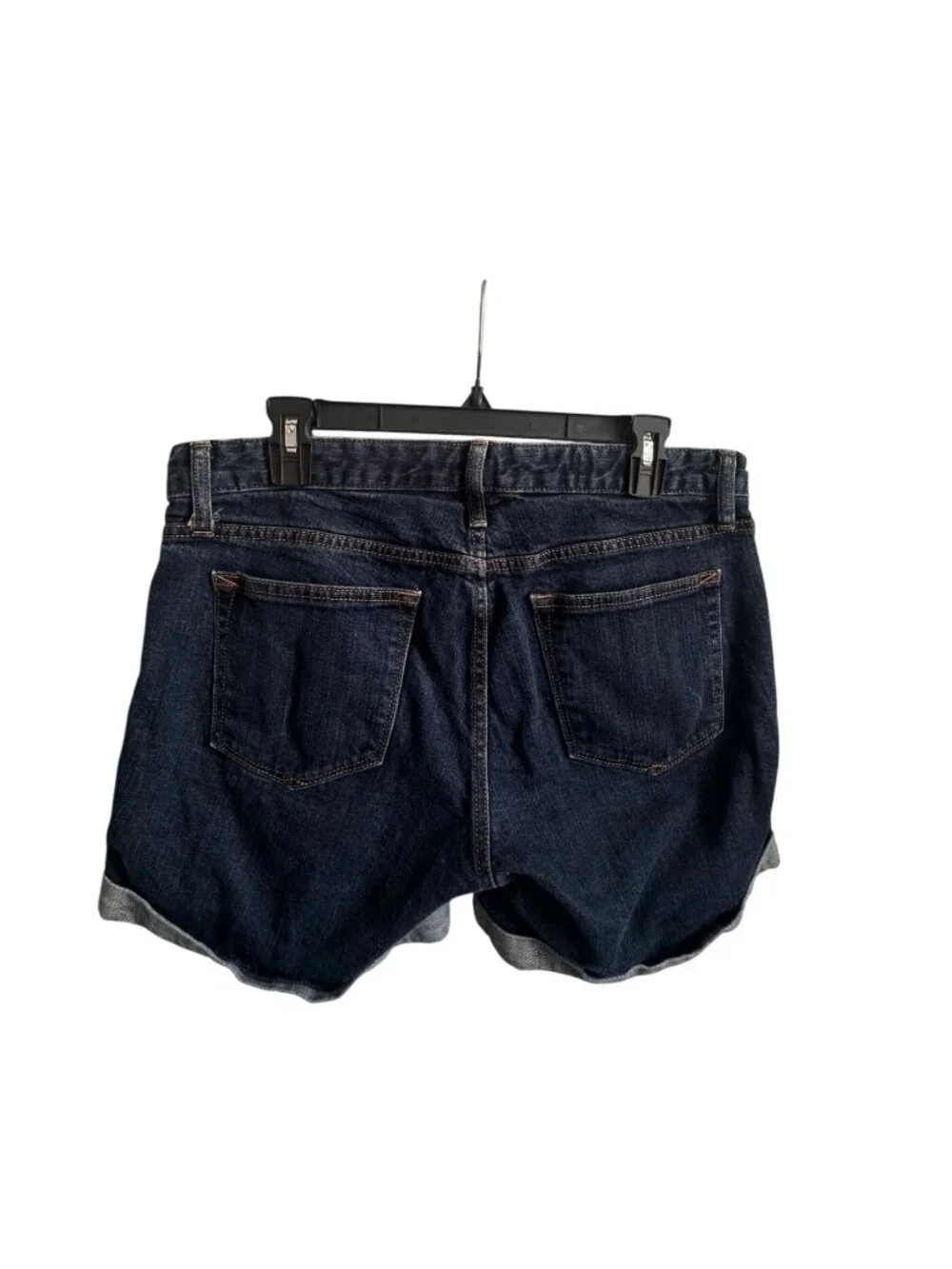 Gap 1969 Real Straight Denim Shorts 31 Indigo Rinse Mid Rise Cuffed Stretch
